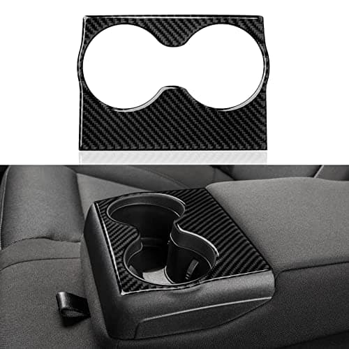 BRMYL Car Rear Seat Cup Holder Cover Decals for 2011-2023 Dodge Charger/Chrysler 300 Accessories Carbon Fiber Interior Stickers