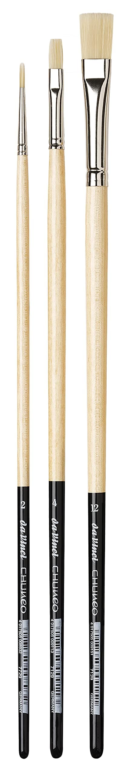 da Vinci Chuneo Synthetic Hog Bristle for Oil Acrylic 3 Brush Set 4129