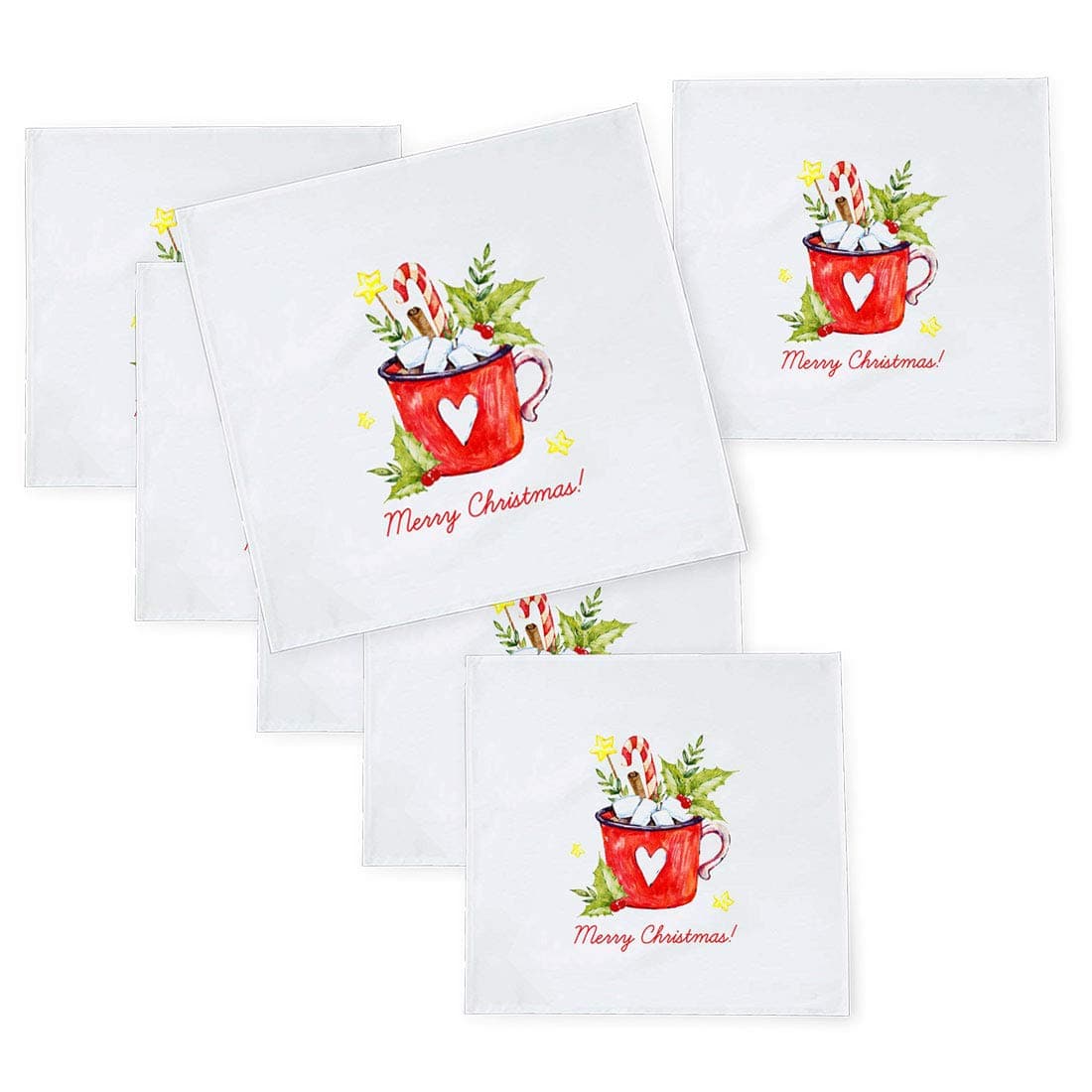 Khakee 6 Pcs Christmas Theme Tafta Silk Table Napkins 10x 10 for Xmas Decoration Christmas OrnamentsChristmas Gift npxmas344P