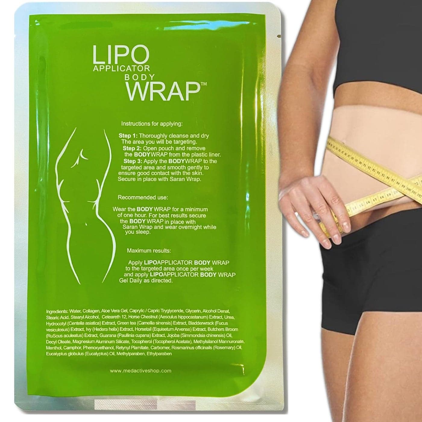 Ultimate Body Wrap with Guarana Green Tea and Seaweed Works for Stomach Belly Legs Arms Abdomen 6 Wraps