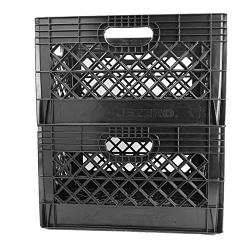 JEZERO Milk Crate for Household Storage The Ultimate Storage Tote for Groceries Garages Kayaking Outdoor Stackable Storage BLACK Plastic 13 x 11 x 19 2Pack MC242PK