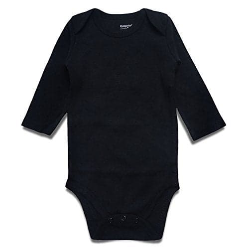ROMPERINBOX Unisex Solid Baby Bodysuit 0-24 Months (6-9 months, Black long sleeve)