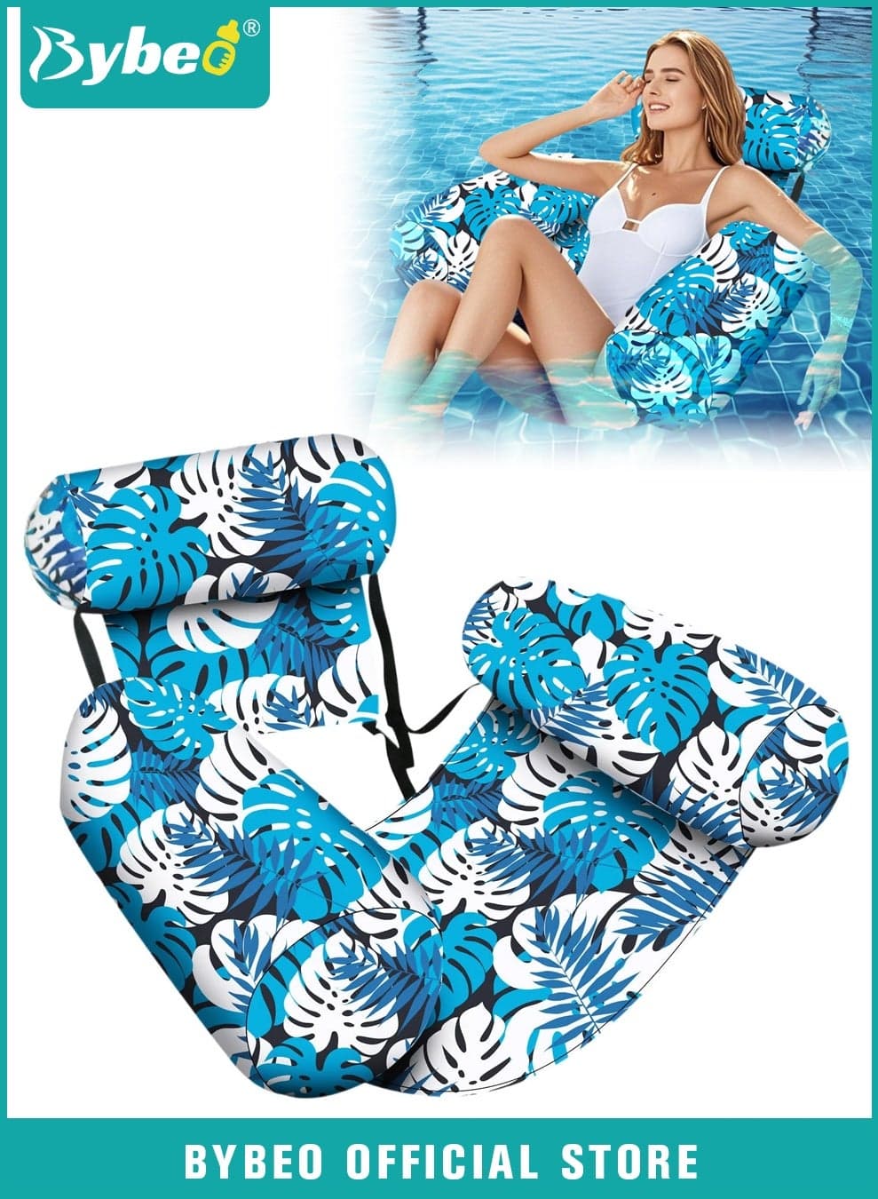 Pool Float Chairs for Adults, Hammock Float Lounge Chair, Inflatable Pool Float, Portable Floating Water Chairs with Adjustable Straps for Pool Party and Summer Water Fun