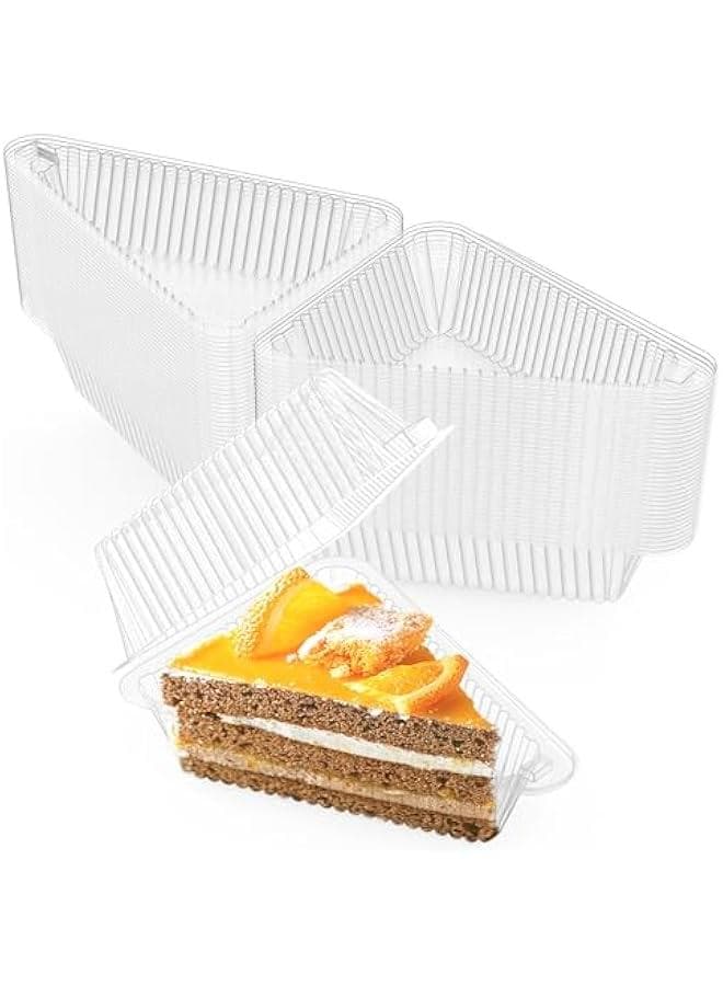 100 Pieces Cake Slice Plastic Containers, 4.33 Inches Hinged Lid Cheese cake Container, for Home, Bakery and Cafe