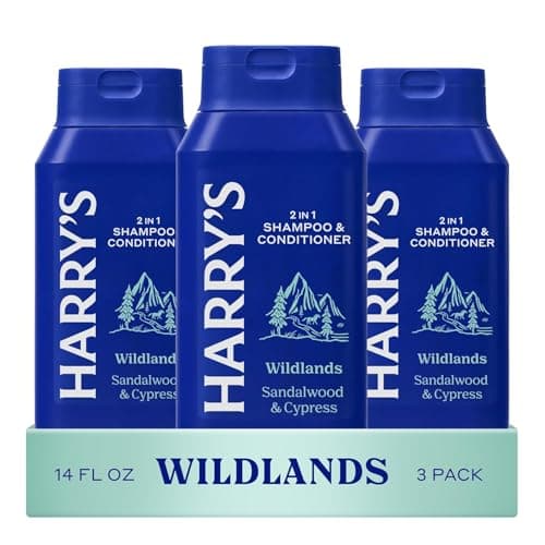 Harry's Men's 2 in 1 Shampoo and Conditioner for All Hair Types - Wildlands Scent - (3 Pack) 14 fl oz - No Parabens or Sulfates