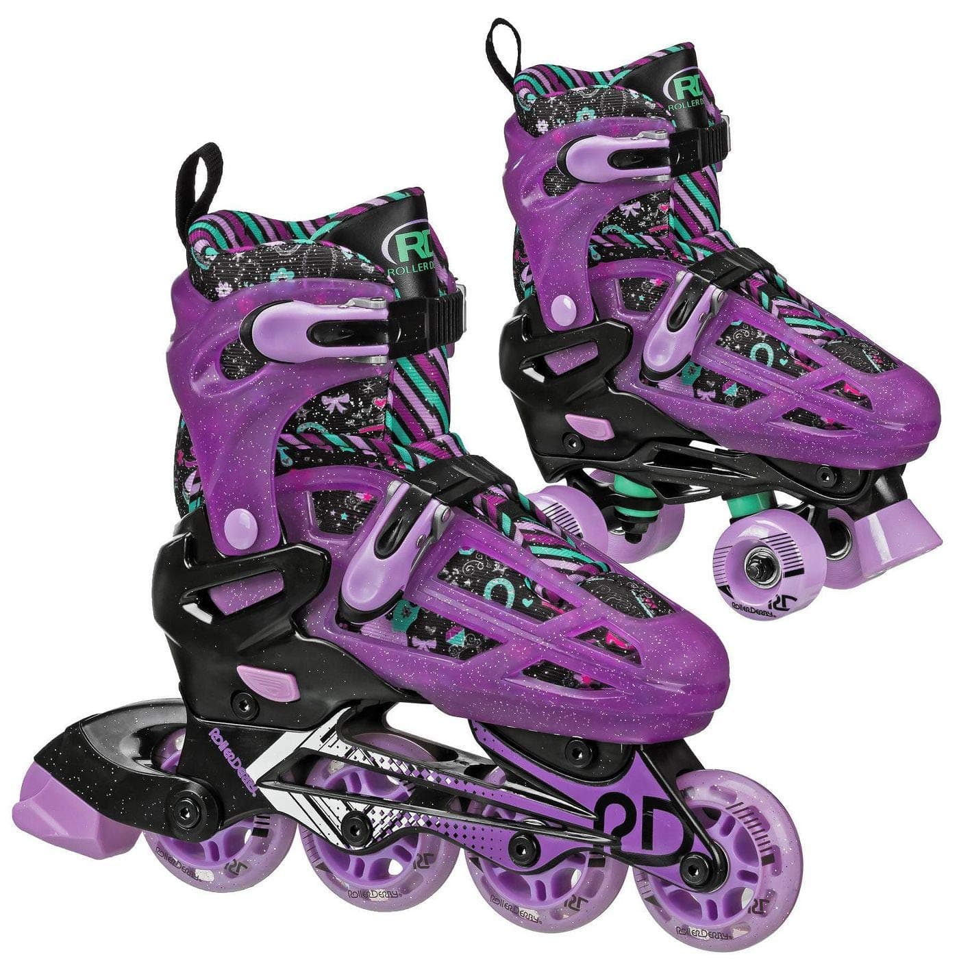 Roller Derby Falcon 2in1 Combo Quad and Inline Skates for Kids Adjustable Sizing