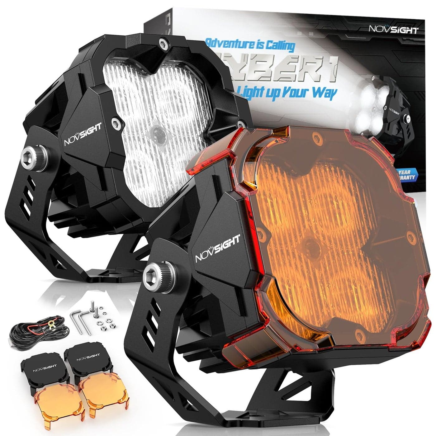 NOVSIGHT LED Pods Lights Driving Light 3 Inch SAE Off Road Lights Pods Waterproof Off Road Lights LED Driving Light Cube with Covers LED Work Light for Truck Wrangler Jeep Pickup Ram SUV ATV