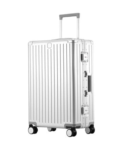 feilario 20in All Aluminum Magnesium Carry On Luggage 22x14x9 Airline Approved Luggage Zipperless Hard Shell Suitcases with TSA Lock,Silver