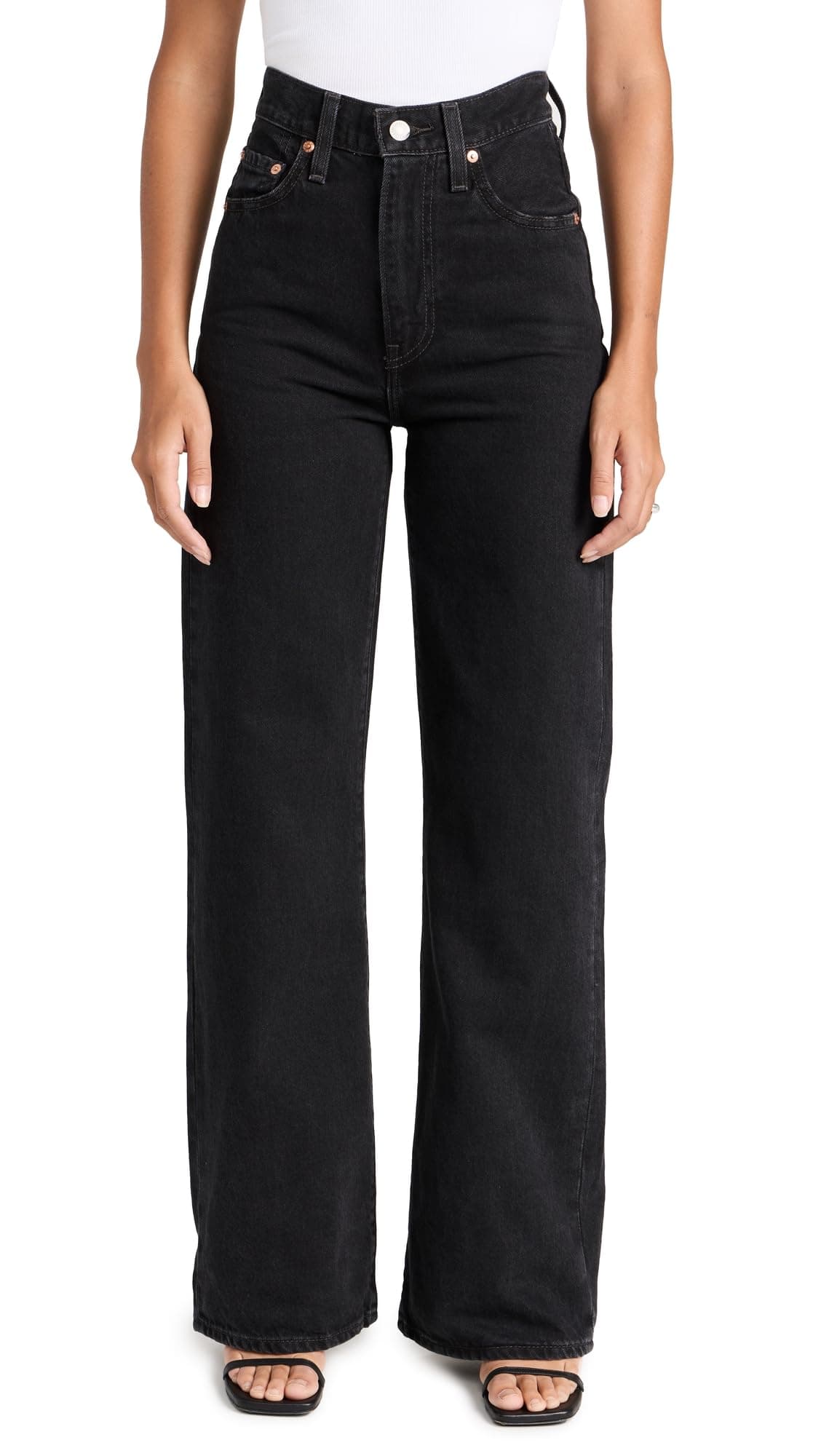 Levi's Women's Ribcage Wide Leg Jeans, Rosie Posie, Black, 32