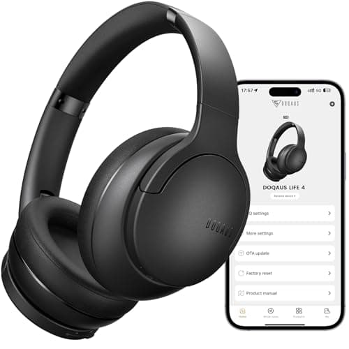 DOQAUS Bluetooth Headphones Over Ear Wireless 90H Playtime BT 54 9 EQ Modes via App Movie Sleep Mode HiFi Deep Bass Memory Foam for Travel Gym Phone PC Stocking Stuffers