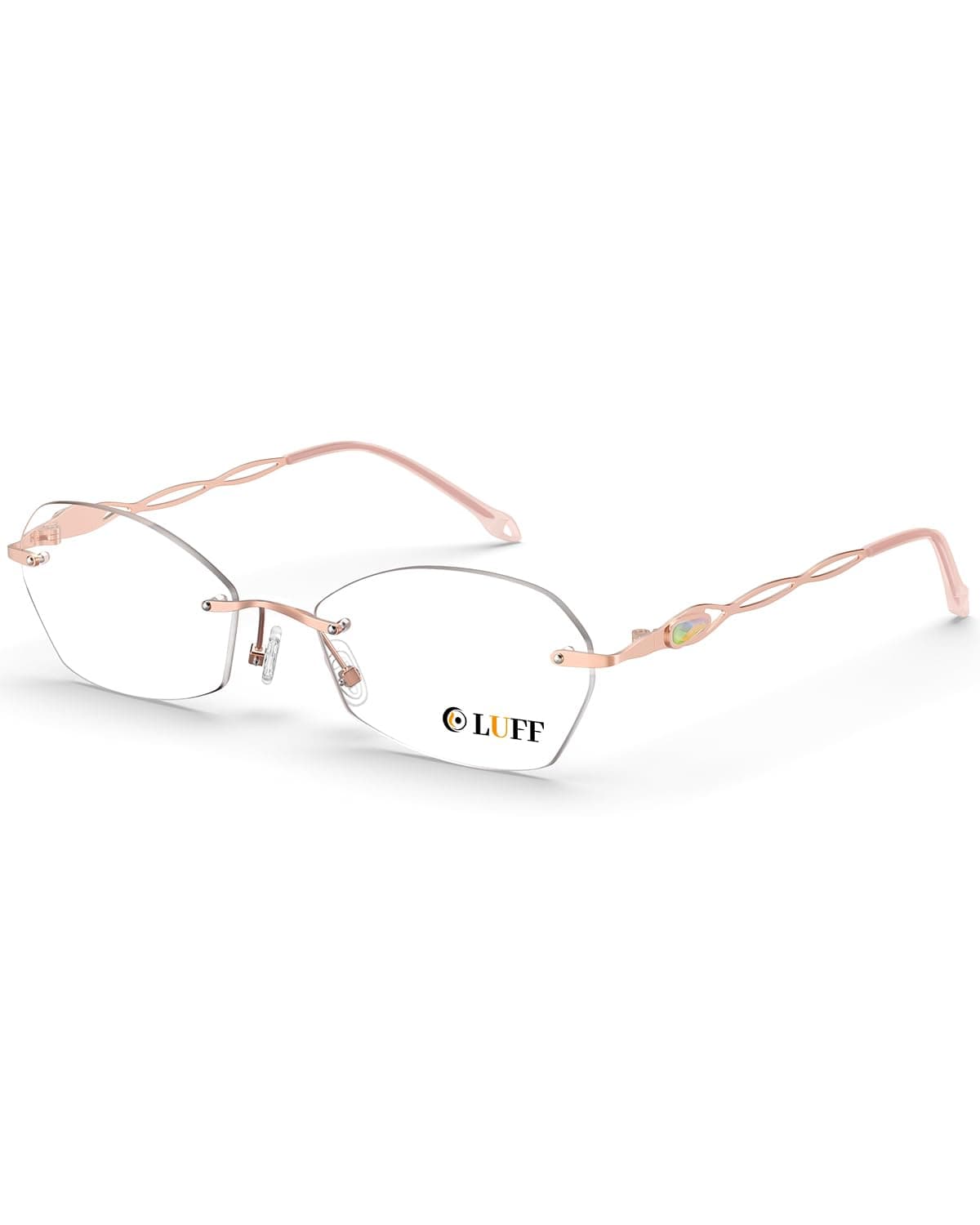 LUFF Rimless Reading Glasses for Women Blue Light Blocking Lightweight Metal Classic Computer Readers Anti Eyestrain