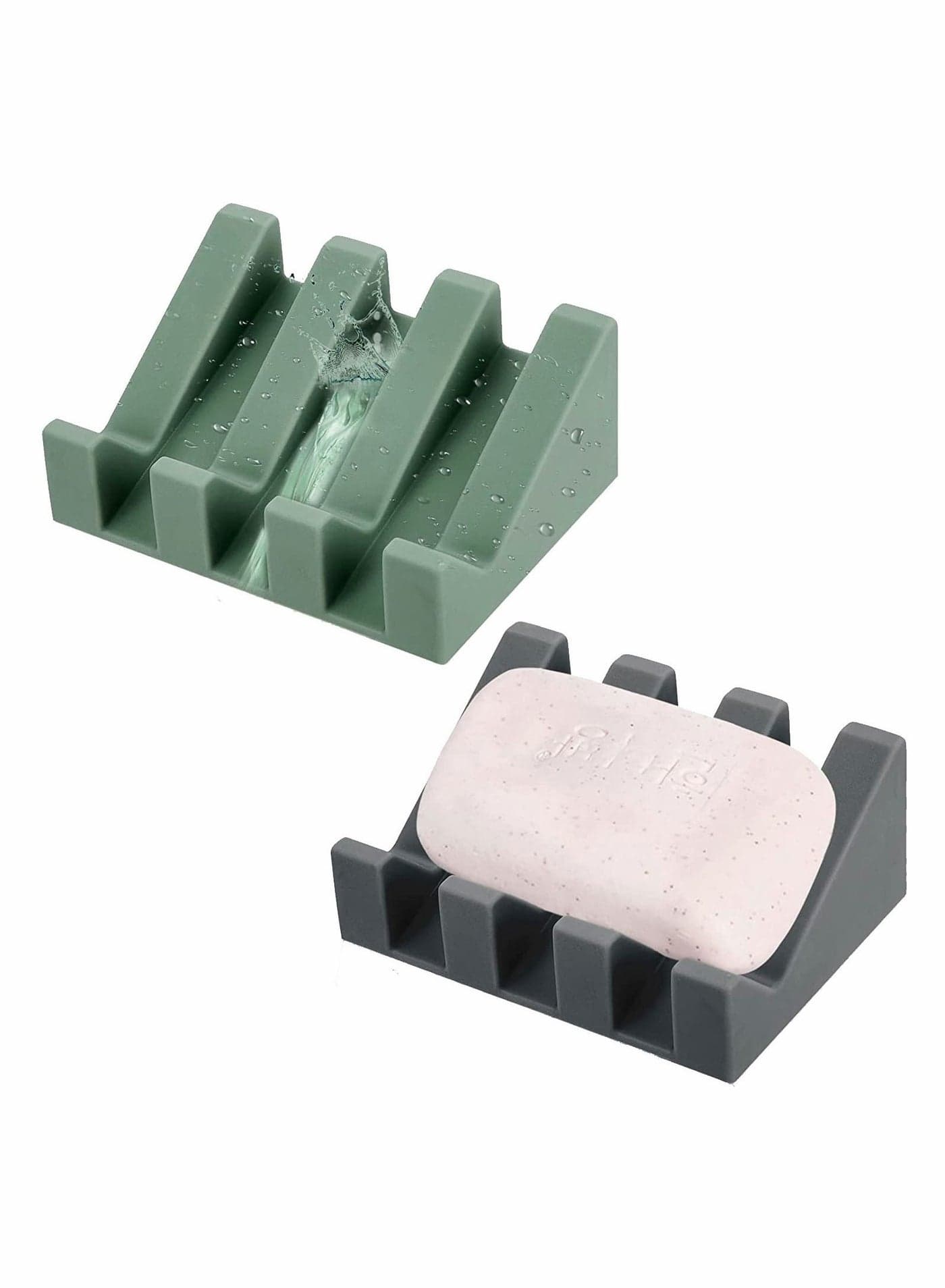 2 Pack Soap Dishes Holder with Drain Saver for Kitchen Camping Gym Bathroom Accessories