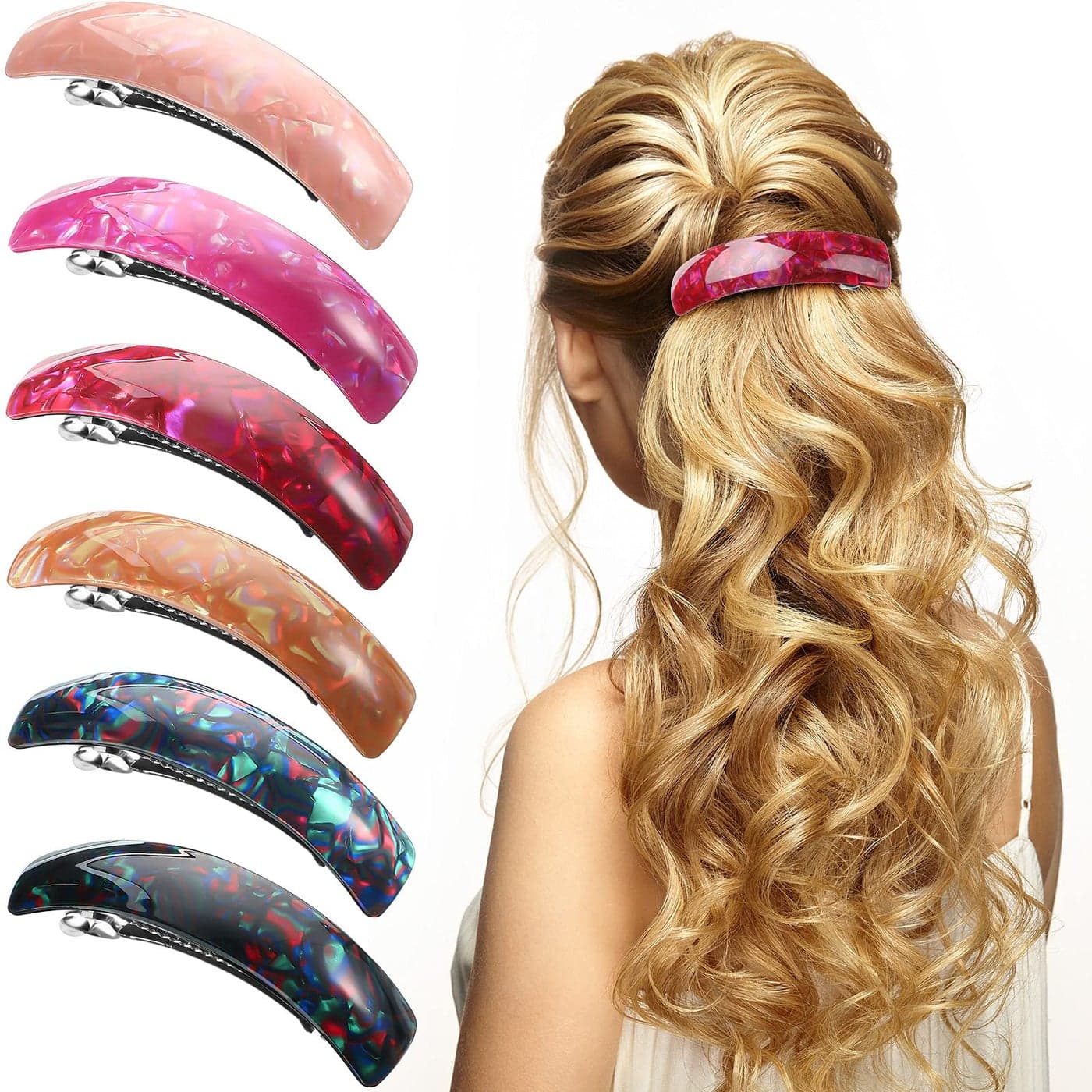 WILLBOND 6 Pcs Hair Barrettes for Women Large Barrettes Hair French Clips Pin Retro Clasp for Mom Gifts Women Accessories 6 ColorsMulticolorVibrant