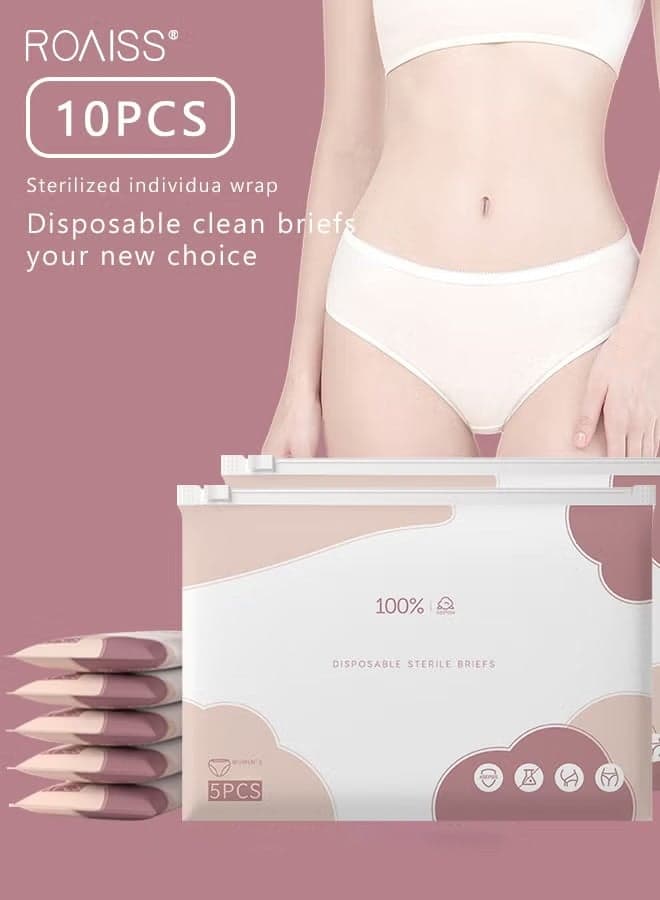 10 Pack Set Women's Disposable Briefs Pregnant Confinement Postpartum Sterile High Stretch Panties Mid-waist Hygiene Soft Underpants Individual Package Underwear White