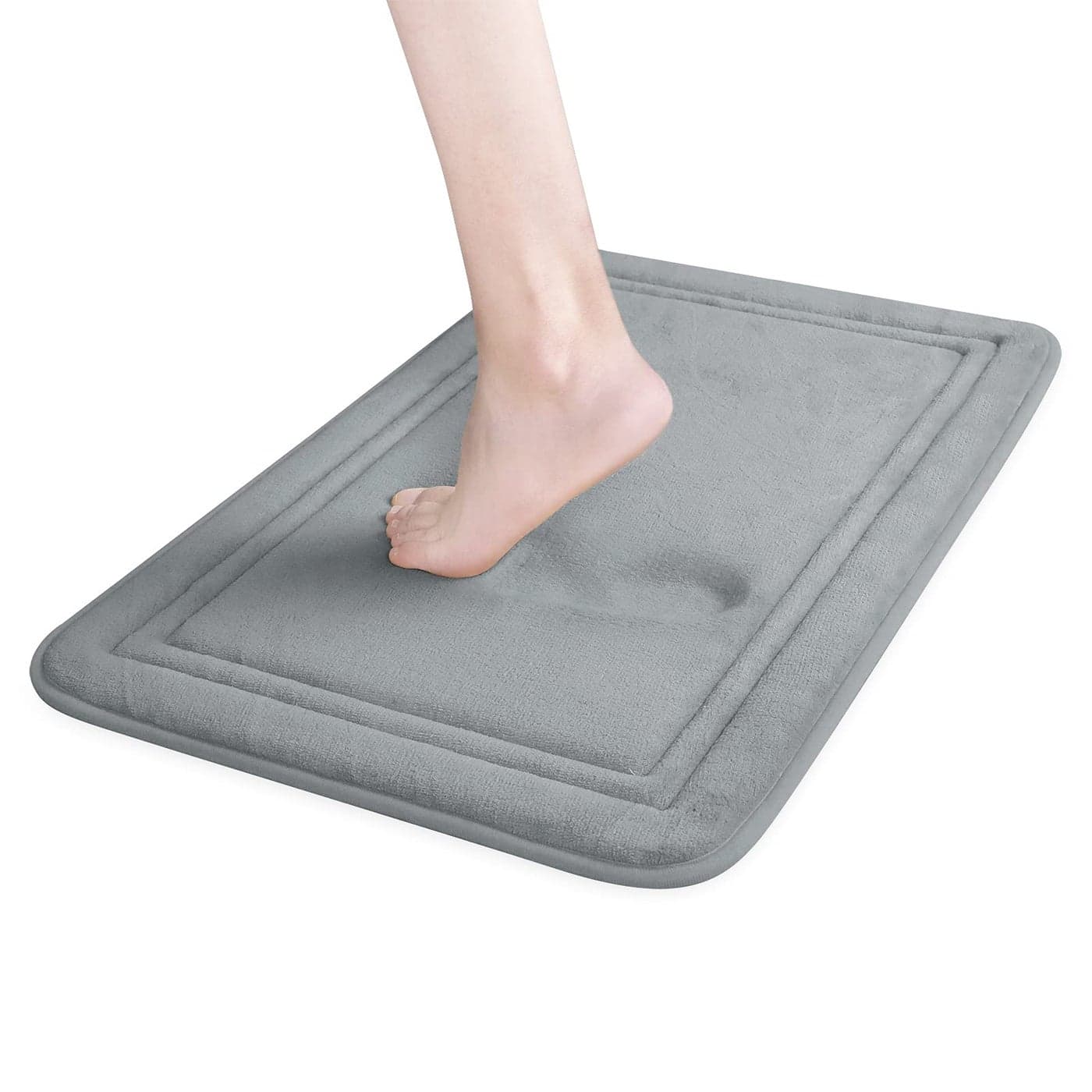 ITSOFT Memory Foam Bath Mat 24x16 Non Slip Machine Washable Quick Dry Absorbent Rugs Bath Mats for Bathroom Floor Tub Shower Bathroom Rug Gray