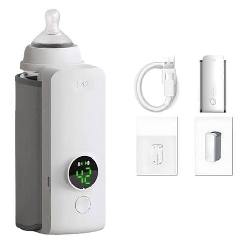 Portable Baby Bottle Warmer for Travel Cordless Baby Bottle Warmer for Breastmilk and Formula Rechargeable Bottle Warmer On The Go Bottle Warmer with Temperature Control LED Display
