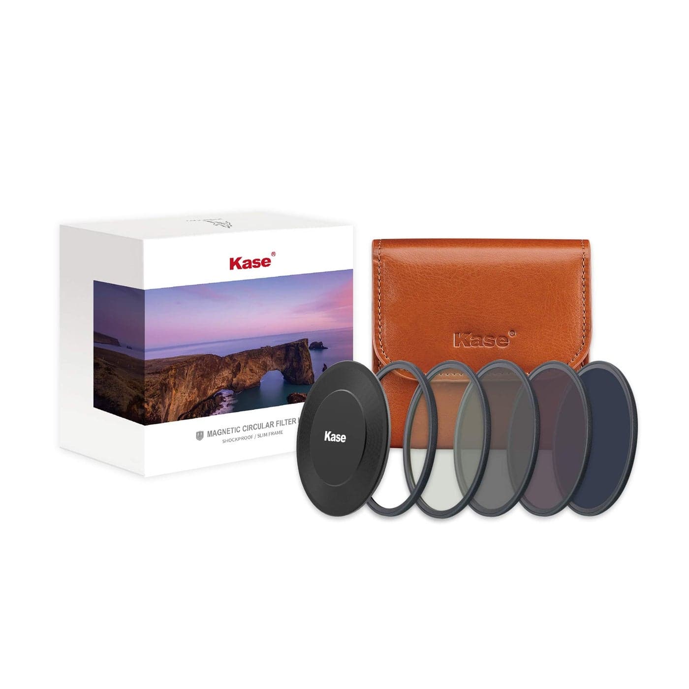 Kase Wolverine 77mm Magnetic Shockproof Tempered Optical Glass Filter Set Includes Magnetic CPL ND1000 Grad ND09 Lens Cap Case 77 Pro Kit II