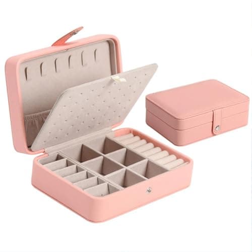 YouBella Jewellery Organisers Gifts PU Leather Portable Home Jwell organizer Storage Box Case with Dividers Container for Rings, Earrings, Necklace for girls and women (Pink)