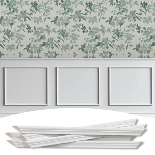 Lunghaa 3-Frame 24" x 24" Premade Accent Wall Molding Kit, Ready-to-Assemble Wainscoting Panels, Pre-Cut Chair Rail Moulding Trim Picture Frame for Home Décor