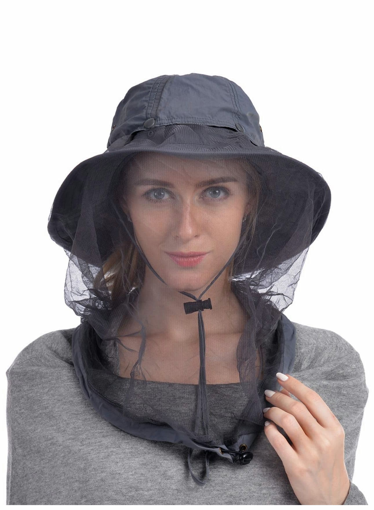 Head Net Hat, 50+ UPF Protection Safari Hat with Removable Mesh Hidden Netting