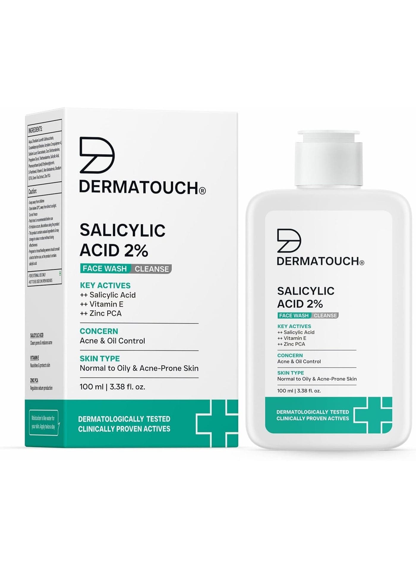 DERMATOUCH Salicylic Acid 2% Face Wash | For Acne & Oil Control | Suitable to All Skin Types | For both Men & Women | 100ML