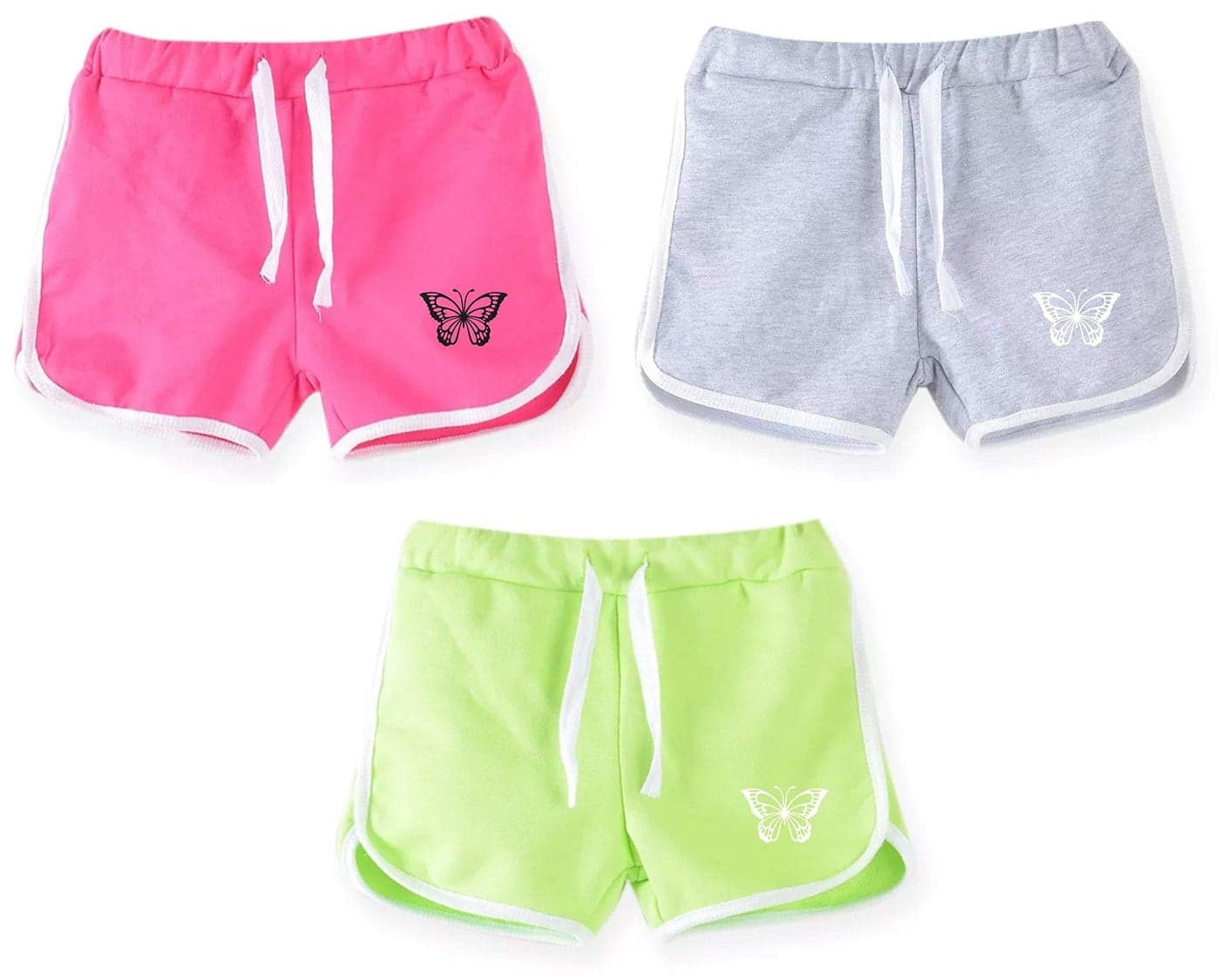 KYDA KIDS® Girls 100% Cotton Plain Regular Fit Shorts | Soft & Breathable Summer Wear | Elastic Waist Comfortable Casual Shorts Multicolor