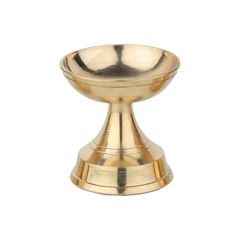 DOKCHAN Pure Brass Havy Pyali Diya with Stand/ Oil Lamp use for Pooja and Temple decore/ Home use Pyali Stand Pack of 1