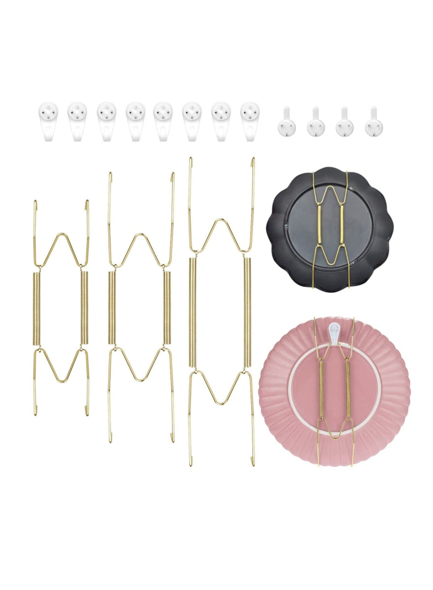 Wall Plate Hangers, Invisible Holder Plates Hangers Decorative Sheet Metal in Various Sizes with 12 Hooks for and Art, 6 8 10 Inches