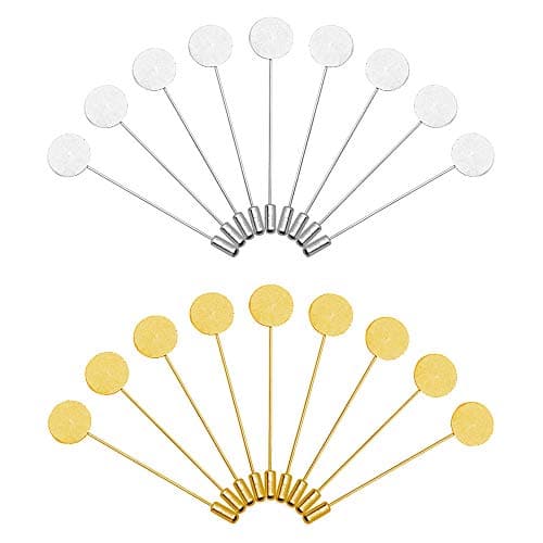60Pcs Flat Round Tray Lapel Pin,Stainless Steel Safety Pins Stick Pins Brooch Pin Needle Suit Tie Hat pin Scarf Badge for DIY Costume Jewelry Making Accessories