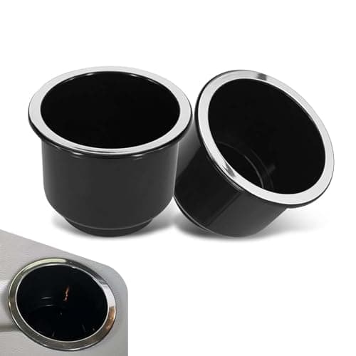 Ferianl 2PCS Car Cup Holder Insert Recessed Drop in Plastic Cup Drink Can Holder Large Capacity Cup Holder Replacement Accessories Universal for RV Boat Car Couch Golf Cart Black