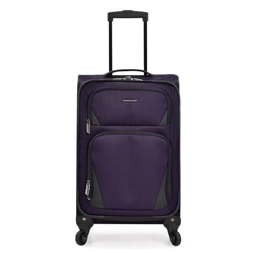 U.S. Traveler Aviron Bay Expandable Softside Luggage with Spinner Wheels, Purple, Carry-on 23-Inch