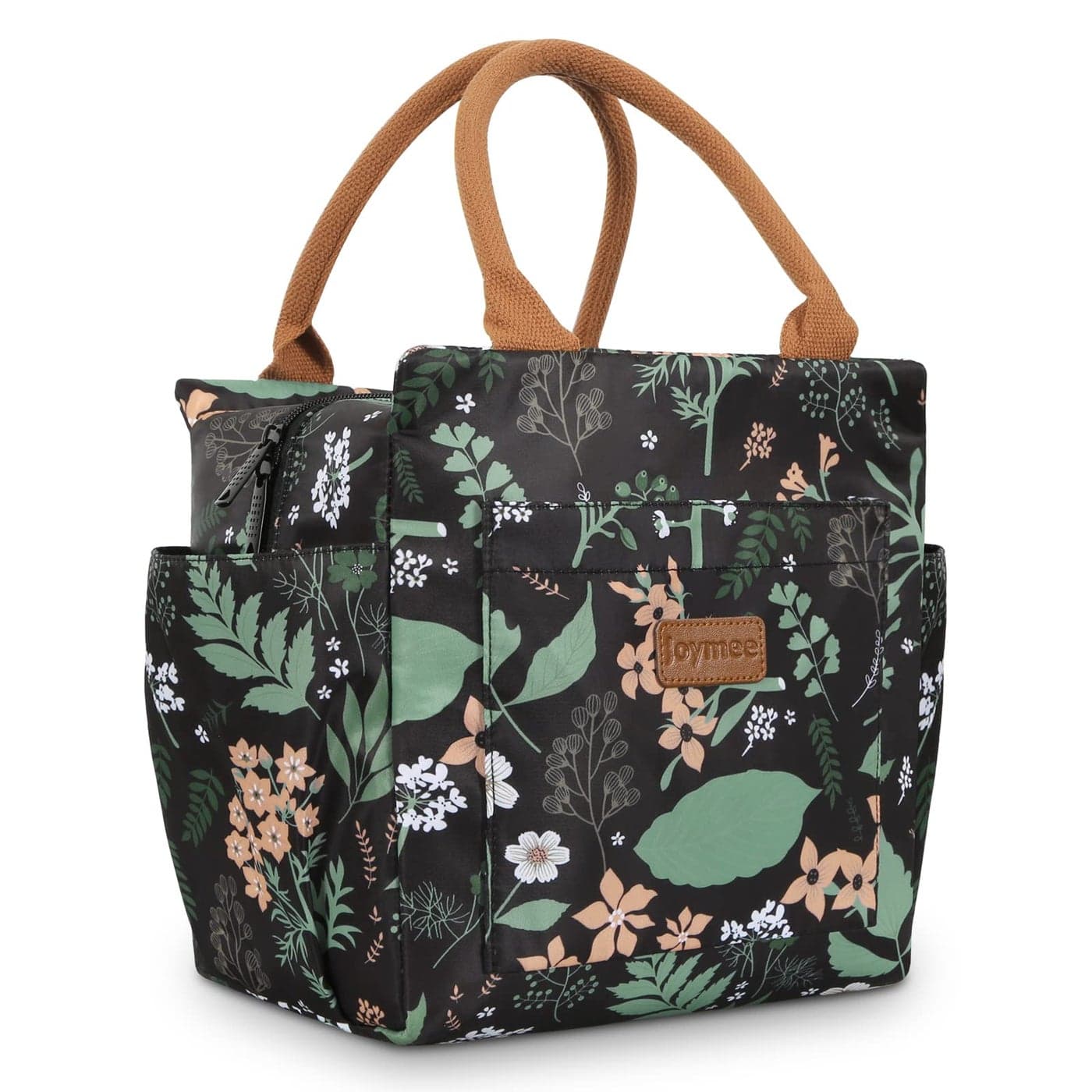 Joymee Lunch Bag Green Leaf Womens Insulated Reusable Durable Leakproof Large Spacious Cooler Tote for Office Picnic Camping