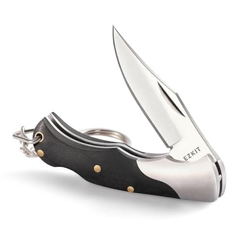 EZKIT Small Pocket Knife, EDC Pocket Knife, D2 Stainless Steel and Wood Handle, Small Knife, Blade Length 2in