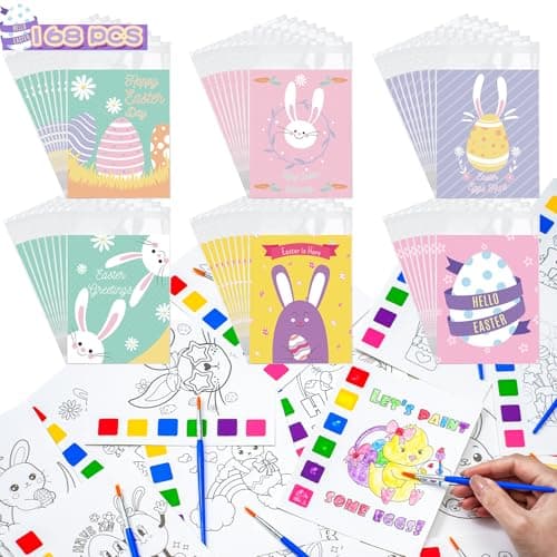 Easter Gifts for Kids 24 Pack Watercolor Coloring Books with Goodie Bag for Easter Basket Stuffers Art Crafts Gift Toy for Boys Girls Toddlers Classroom Prizes School Activity Party Favors Supplies