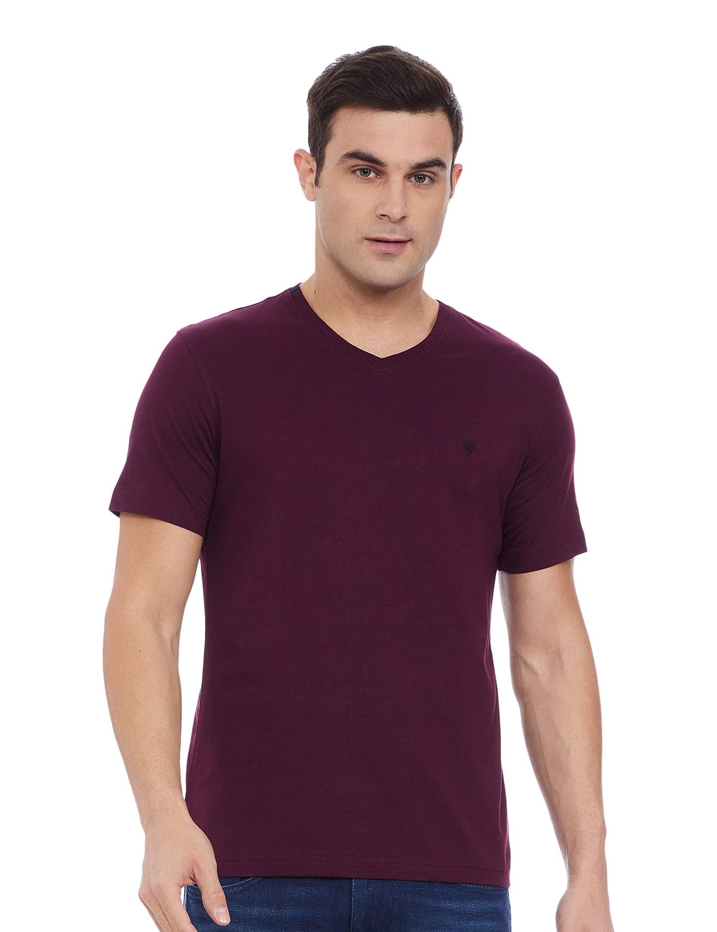 Van Heusen Men Athleisure Smart Tech T-Shirt - Easy Stain Release, Anti Stat, Ultra Soft_60001_Port Wine_XS