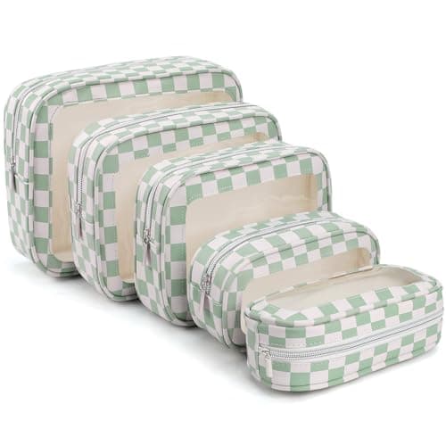 5PCS Diaper Bag Organizer Pouch Set,TSA Approved Toiletry Bag, Waterproof TPU Makeup Bag Set, Travel Organizer Bags for Women and Kids
