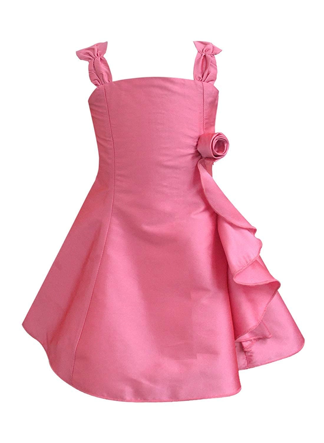 A.T.U.N Girl's Synthetic Skater Mini Dress (GDRS JES ROG_Rouge_9-10 Years)