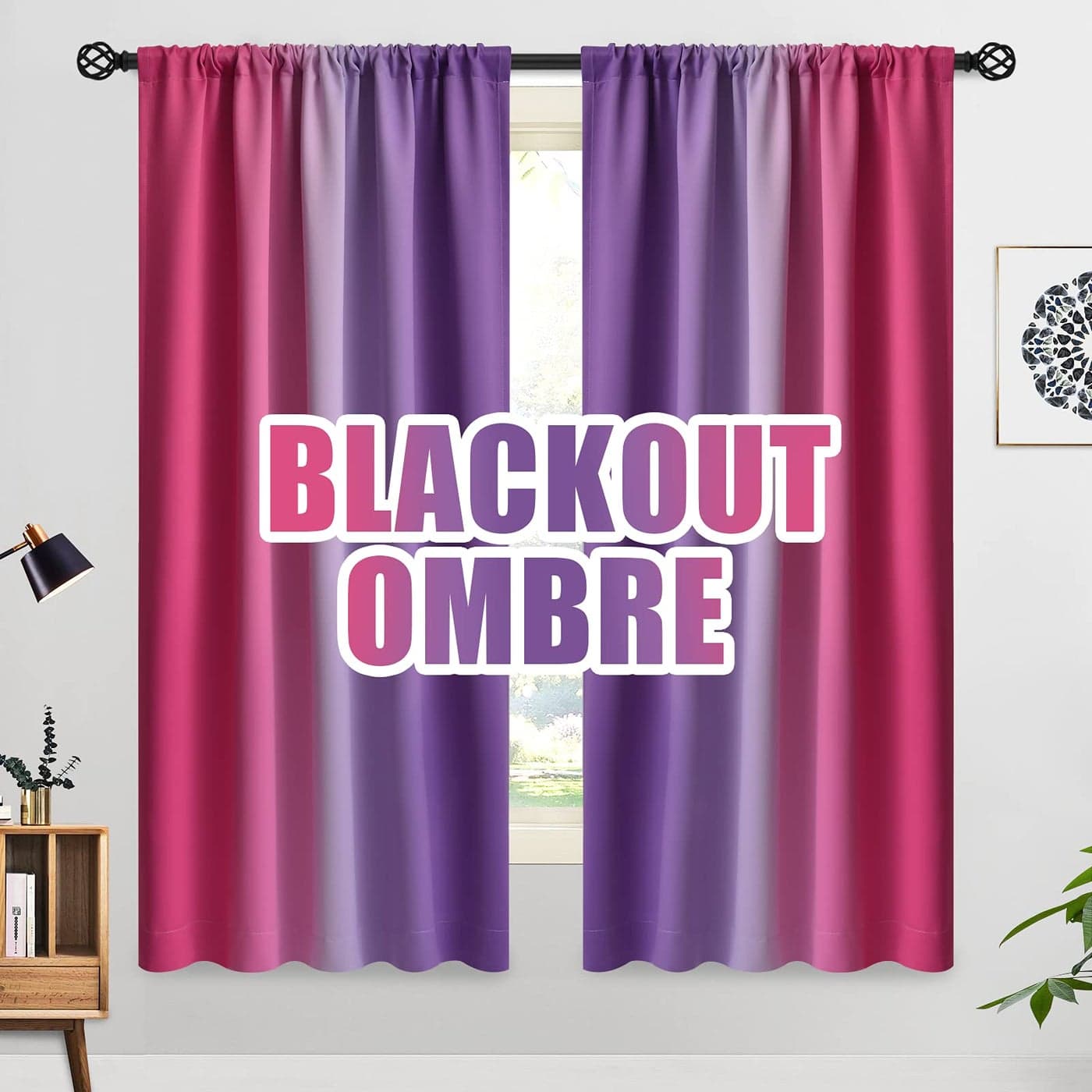 COSVIYA Ombre Room Darkening Curtains 63 inches Length for Girls Bedroom Light Blocking Pink and Purple 2 Tone Reversible Rod Pocket Gradient Window Drapes for Living Room2 Panels 52 inches Wide