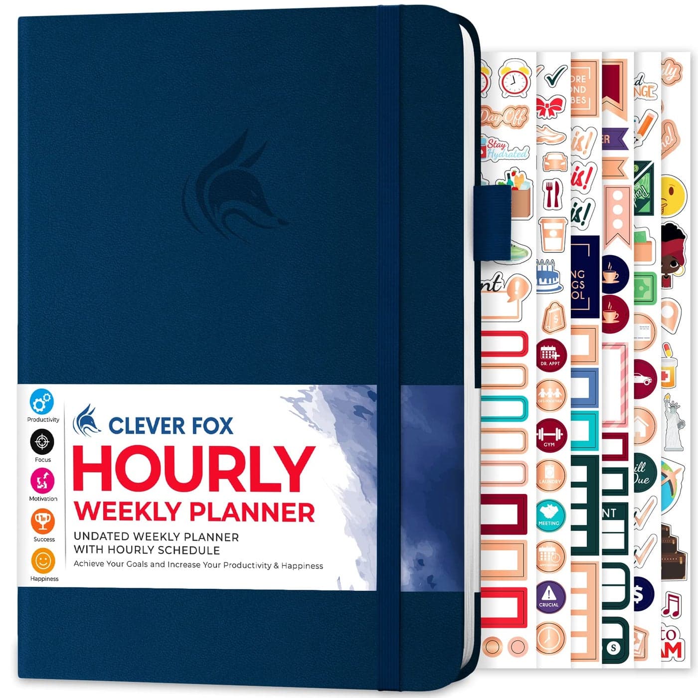 Clever Fox Planner Schedule Undated Weekly Monthly Life Planner with Time Slots Appointment Book Daily Organizer A5 Dark Blue