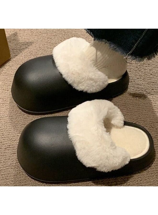 Cozy Solid color Simple Removable Washable Thick Bottom Slippers for Men, Warm Comfy House Slippers with Anti-Skid Rubber Sole for Winter House Slippers Indoor Outdoor