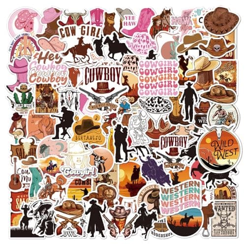 ToytoTou Cowboy Cowgirl Stickers 100PCS Western Decals Vinyl Waterproof for Kids Adults Multicolor for Water Bottle Laptop Skateboard Snowboard Guitar Phone