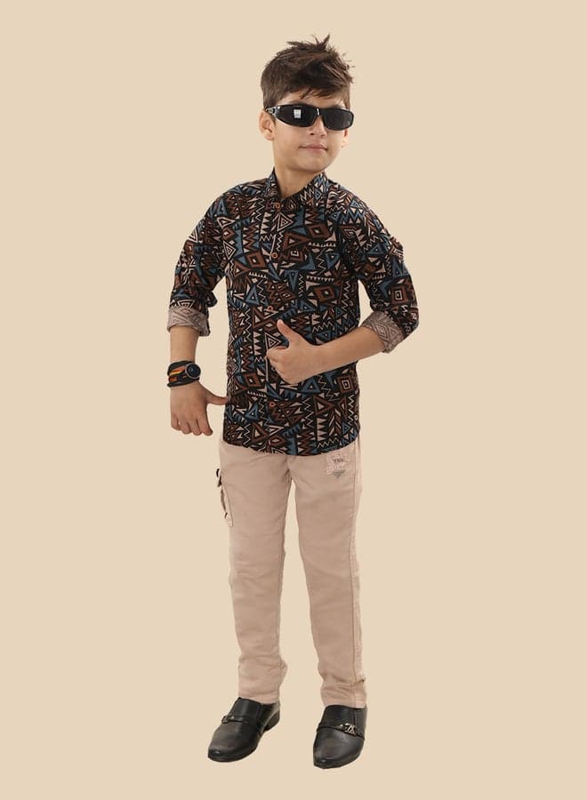 Ts Trends Printed Buttoned Shirt and Pant Set