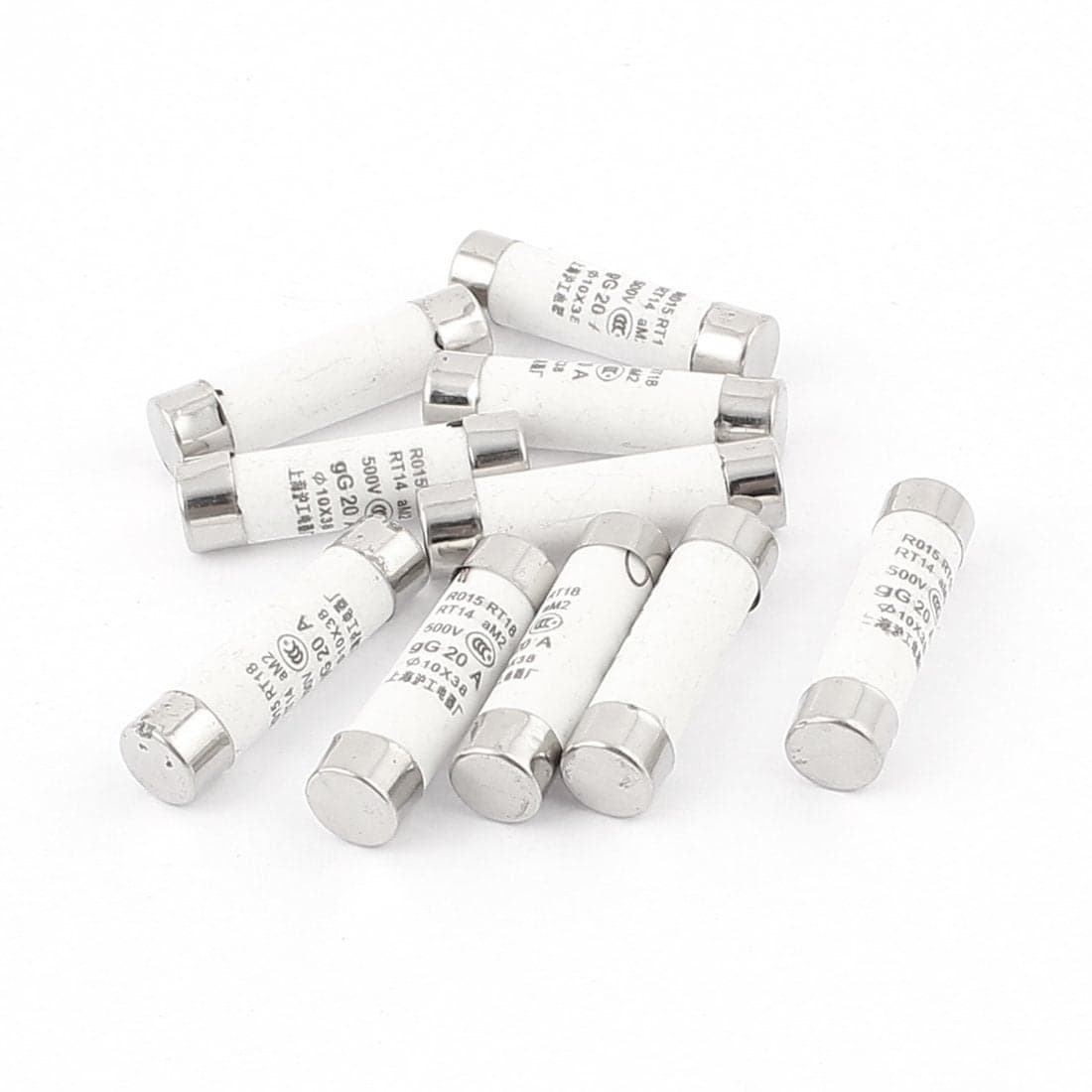 uxcell Multimeter 10 x 38mm Cylinder Fast Blow Ceramic Fuse AC 500V 20A 10pcs