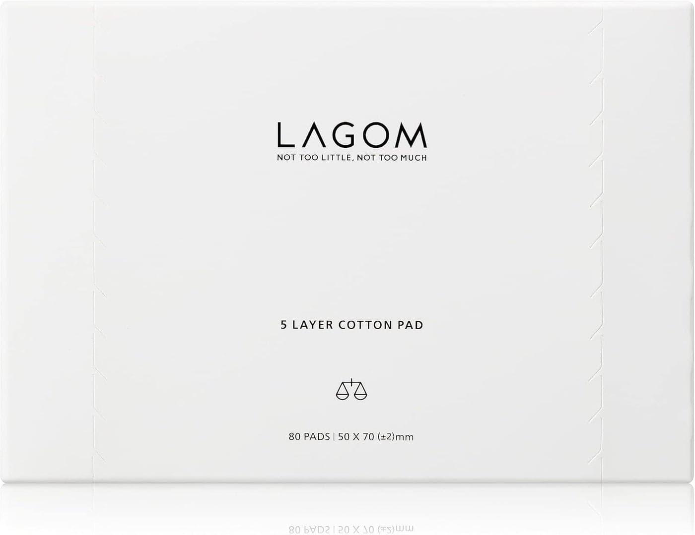 LAGOM 5 Layer Cotton Pad 100% Natural Hypoallergenic Separable Cleansing Puff Lint-Free Soft Facial Square Wipe Eye Cosmetic Toner Makeup Nail Polish Remover Sensitive Dry Oily Skin 2"x2.75" 80 Count