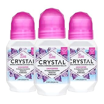 Crystal Mineral Deodorant RollOn Unscented 225 fl oz Pack of 3