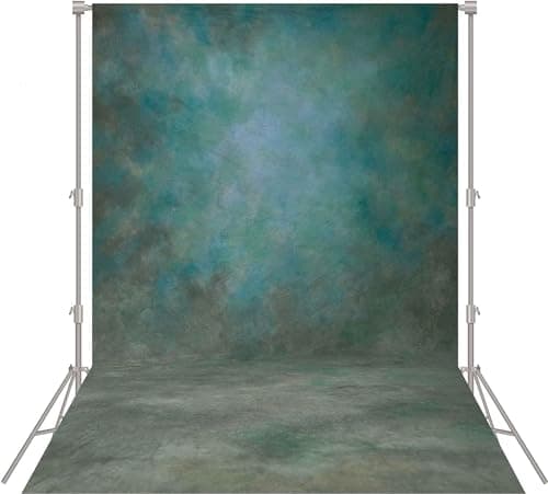 Haboke Abstract Professional Photography Backdrop for Portrait Photo Props Booth Background Photoshoot Studio with Polyester Fabric Roller Pocket on Top (8x12,Green,No Stand)