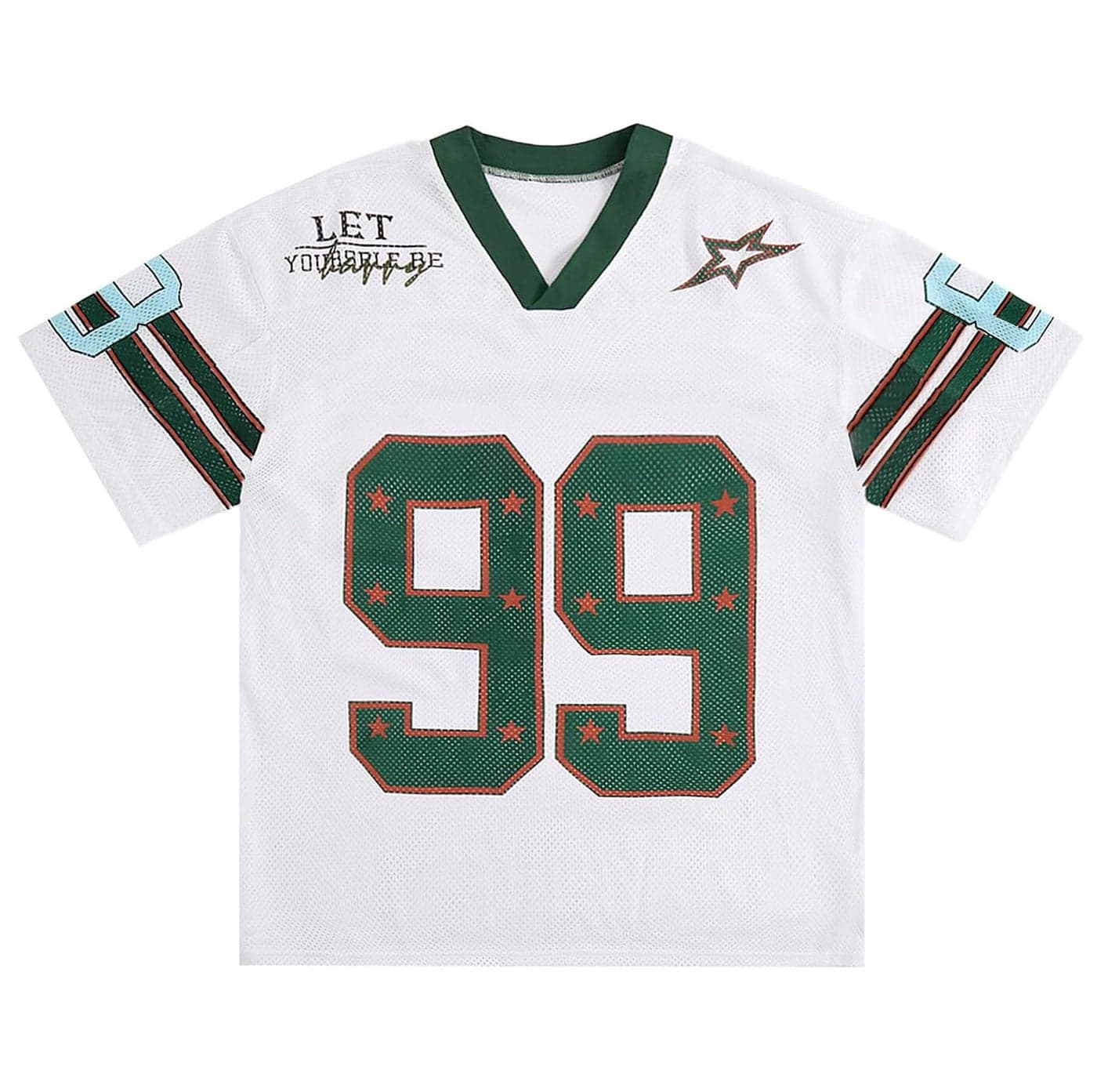 Yimoon Mens Jersey Shirts Oversized Number Graphic Tees Short Sleeve Mesh Tshirts Vintage 90s Y2k Streetwear Tops(White-L)