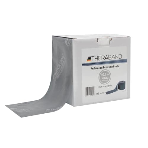 THERABAND Resistance Band, Silver, Super Heavy, 50-Yard Roll, Latex Elastic Band for Exercise, Stretching, Physical Therapy, Yoga, Pilates, Home Workouts, Cut-to-Length, Color-Coded Levels