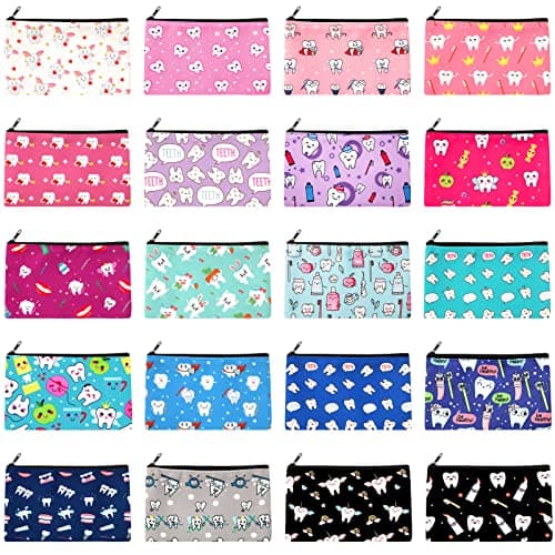 20 Pieces Dental Cosmetic Teeth Makeup Bags Nurse Gift Bag Dental Assistant Accessories Travel Cute Pouch Organizer for Dentist Women Nurses Day Graduation Birthday