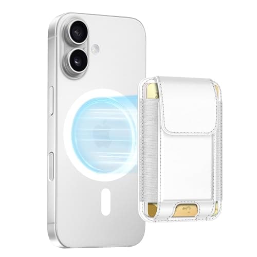 FINPAC MagSafe Wallet, Magnetic Card Wallet Holder for iPhone 17/16/15/14/13/12 Series, Safe RFID Blocking Slim Leather 6 Card Holder for Women Men, White
